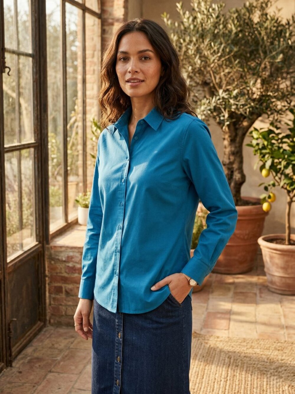 WMNS Port authority, blue‎ button down shirt